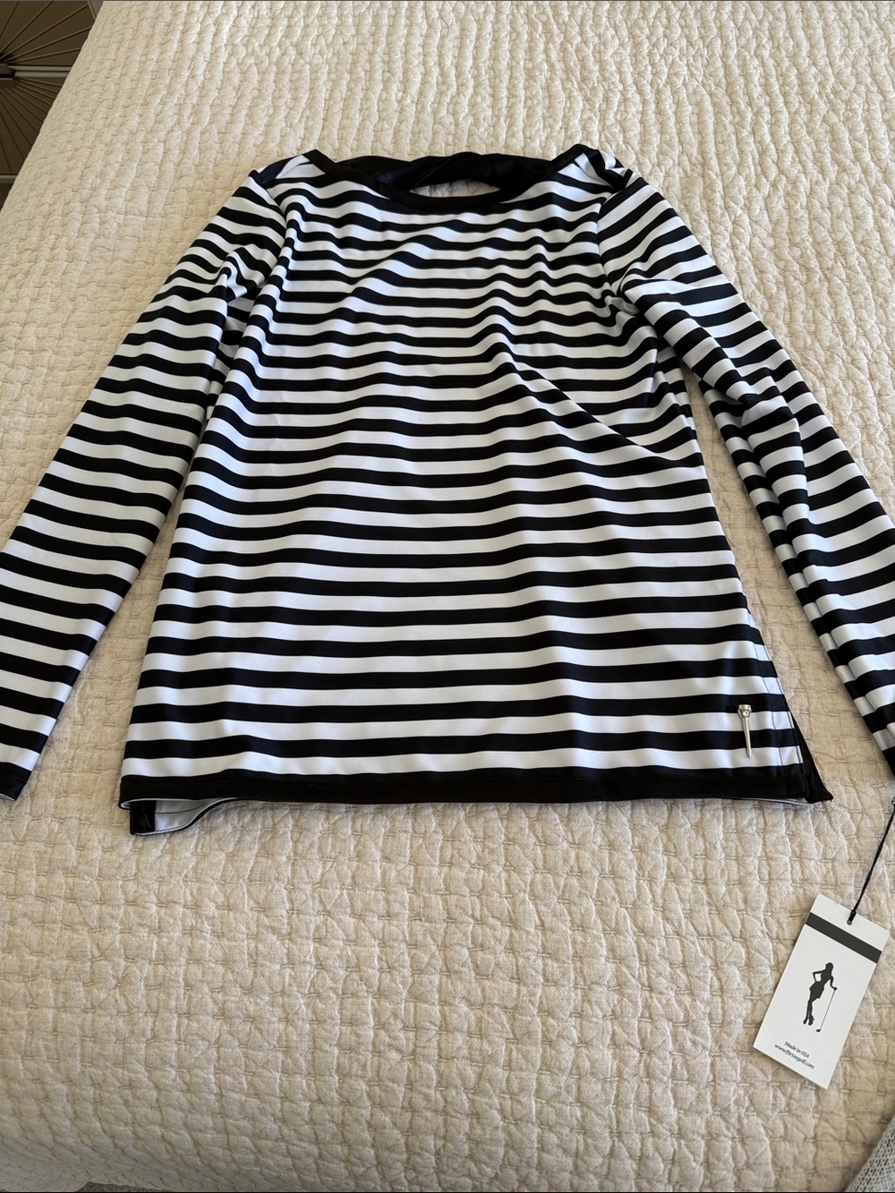 Black and White Striped Long-Sleeve Tee by